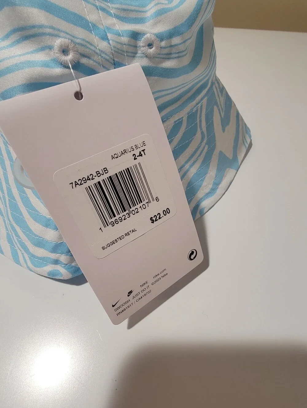 Nike Futura Light Blue and White Swirl Toddler Bucket Hat Size 2-4T